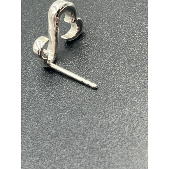 SJD Signed Sterling Silver Open
Heart Scroll 925 Curved Stud Earrings 2.5g - Picture 7 of 9